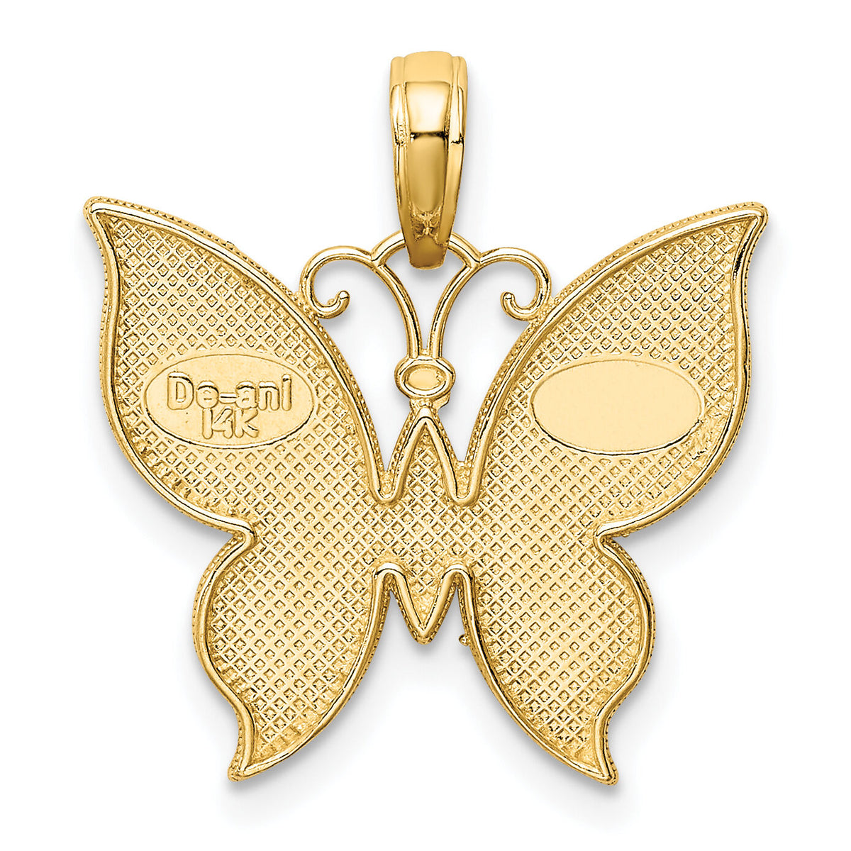14K w/Rhodium Butterfly Pendant-K4242