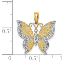14K w/Rhodium Butterfly Pendant-K4242