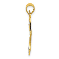 14k w/Rhodium Filigree Dragonfly Pendant-K4245