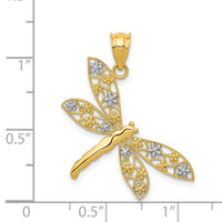 14k w/Rhodium Filigree Dragonfly Pendant-K4245