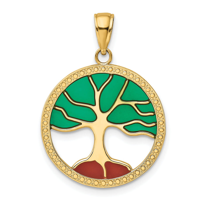 14K Enameled Tree of Life Pendant-K4271