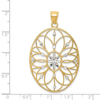 14Kw/ Rhodium Floral Medallion Pendant-K4284