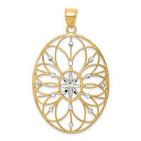 14Kw/ Rhodium Floral Medallion Pendant-K4284