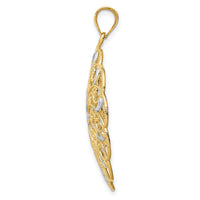 14k and Rhodium Diamond-cut Fancy Swirl Pendant-K4285
