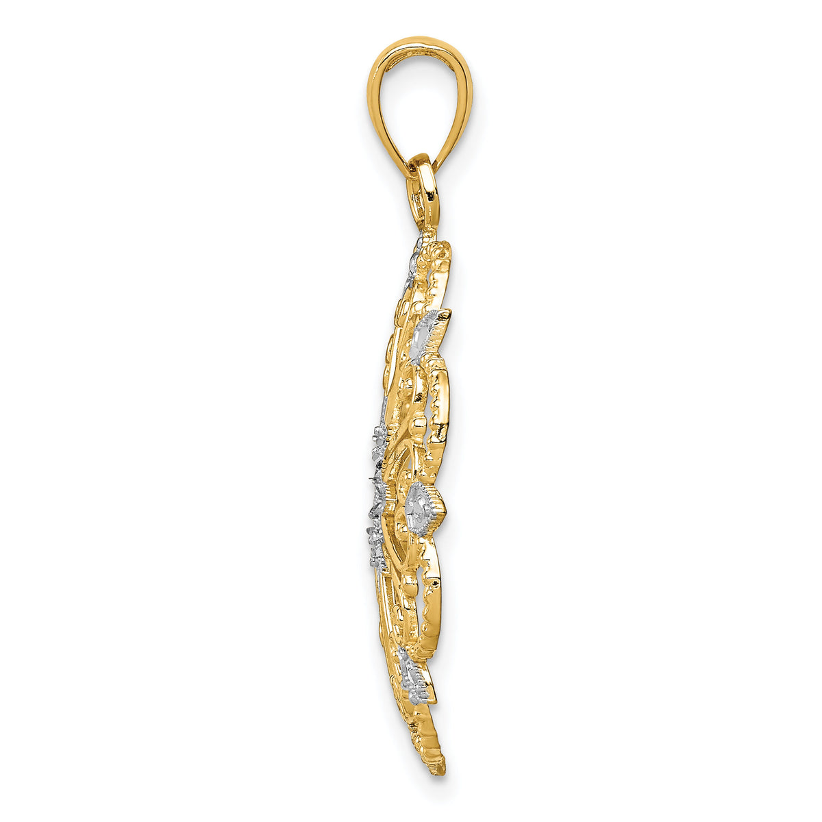 14K and Rhodium Starburst Pendant-K4294