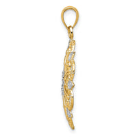 14K and Rhodium Starburst Pendant-K4294