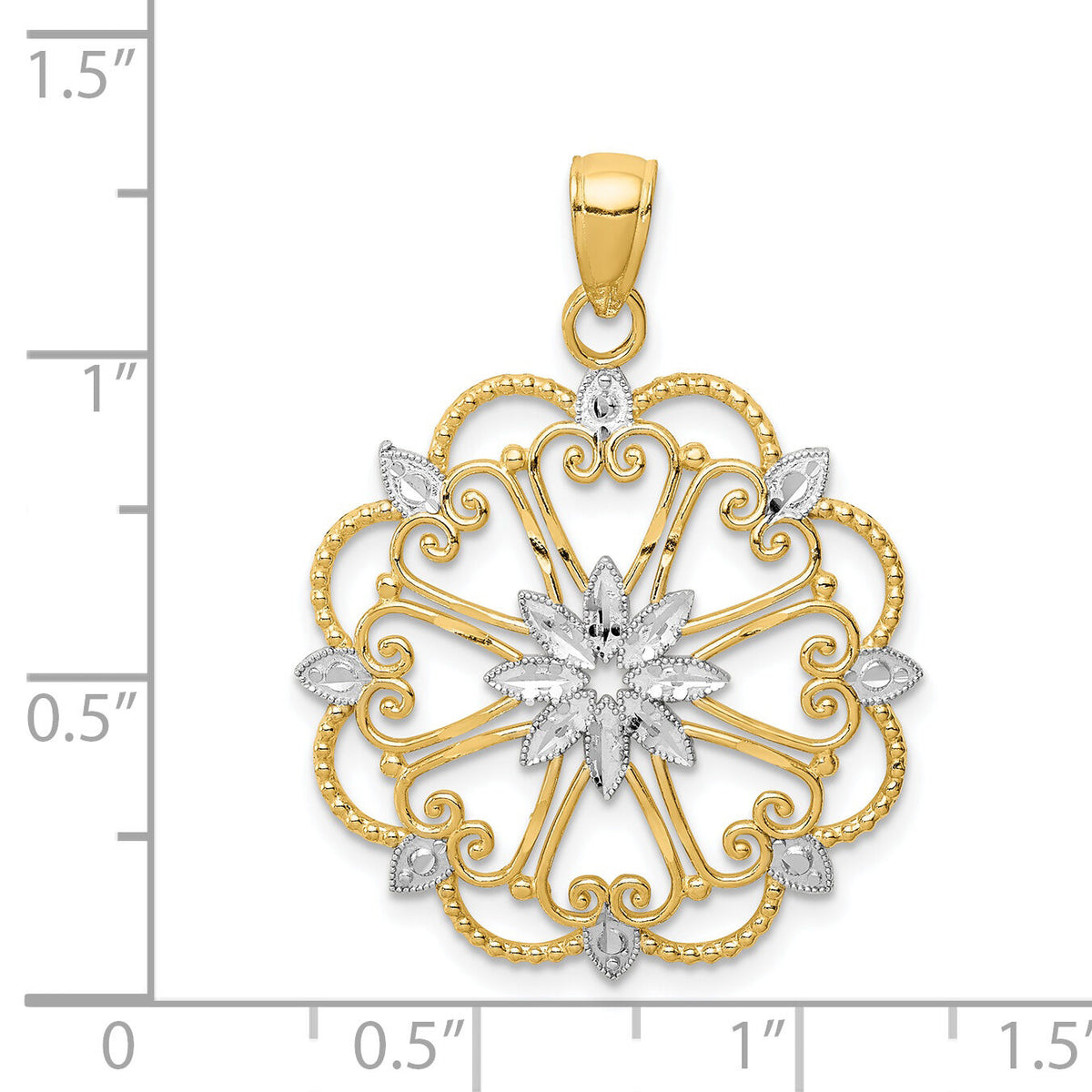 14K and Rhodium Starburst Pendant-K4294