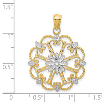14K and Rhodium Starburst Pendant-K4294