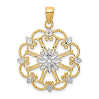 14K and Rhodium Starburst Pendant-K4294