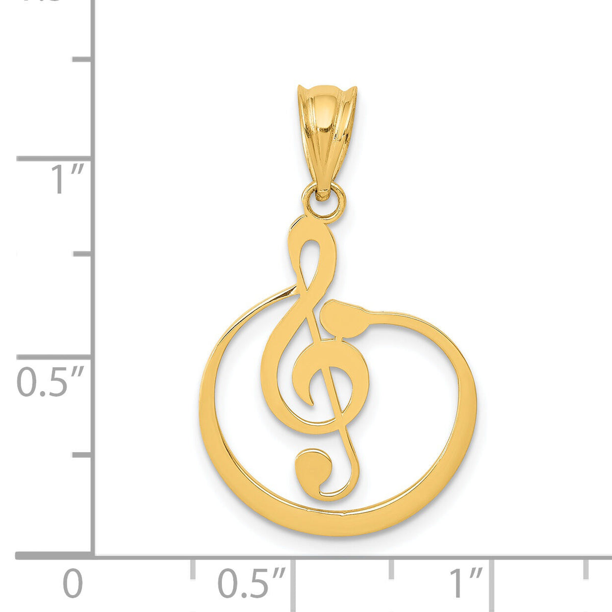 14k G Clef Musical Note Pendant-K4301