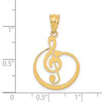 14k G Clef Musical Note Pendant-K4301