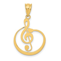 14k G Clef Musical Note Pendant-K4301