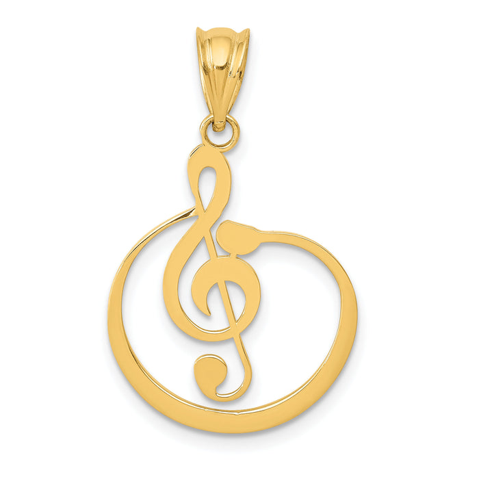 14k G Clef Musical Note Pendant-K4301