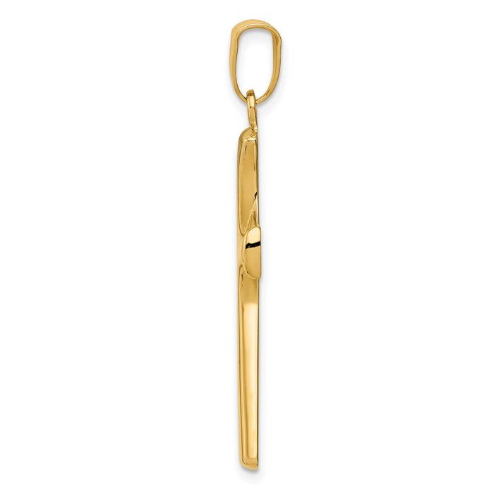 14k w/Rhodium Fancy Cross Pendant-K4308