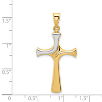 14k w/Rhodium Fancy Cross Pendant-K4308