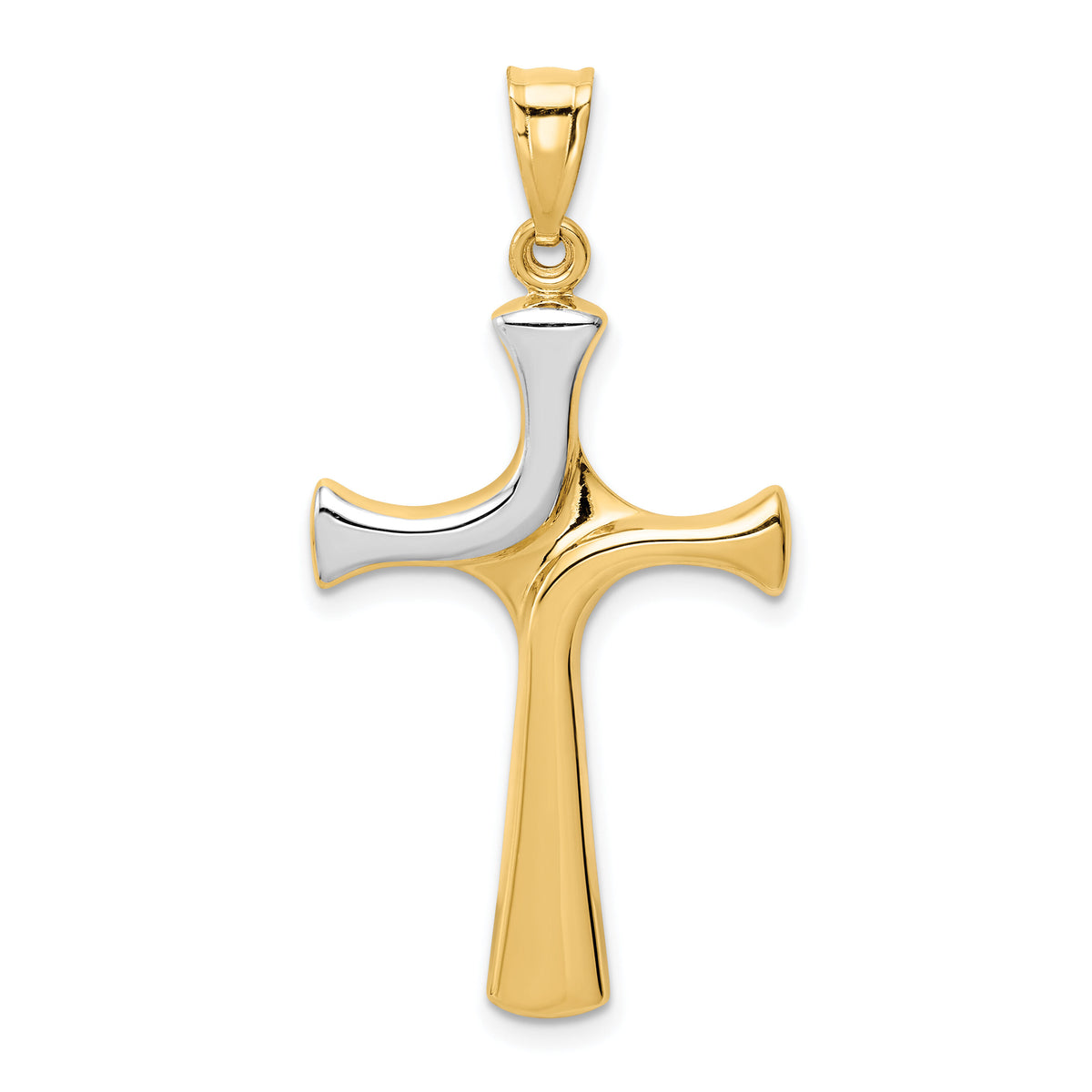 14k w/Rhodium Fancy Cross Pendant-K4308