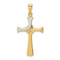 14k w/Rhodium Fancy Cross Pendant-K4308