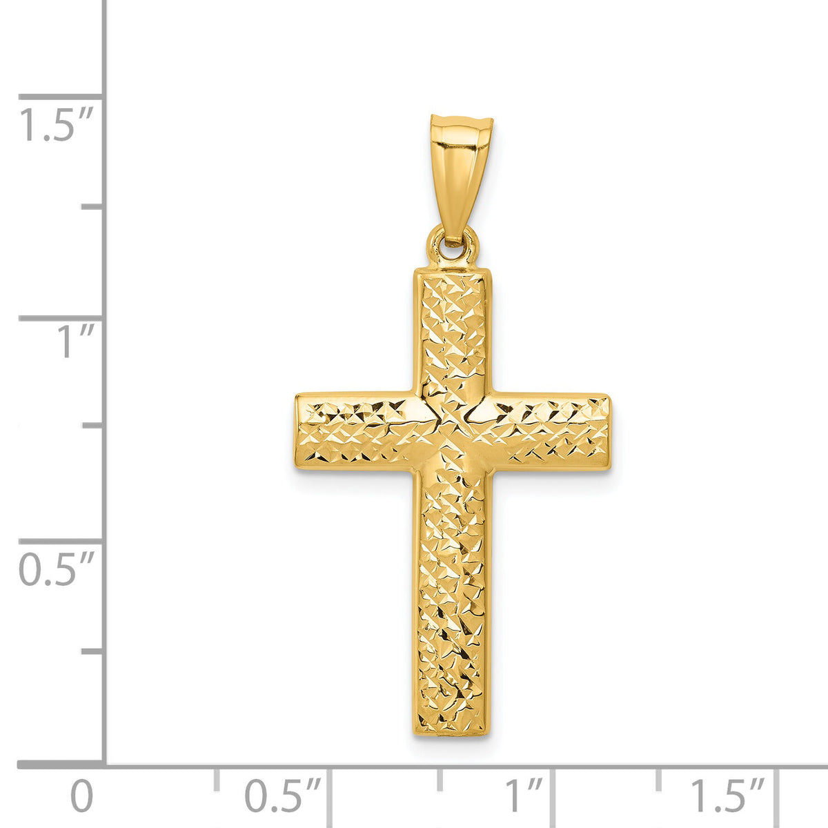 14K Reversible Textured/Polished Cross Pendant-K4318