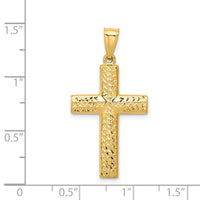 14K Reversible Textured/Polished Cross Pendant-K4318