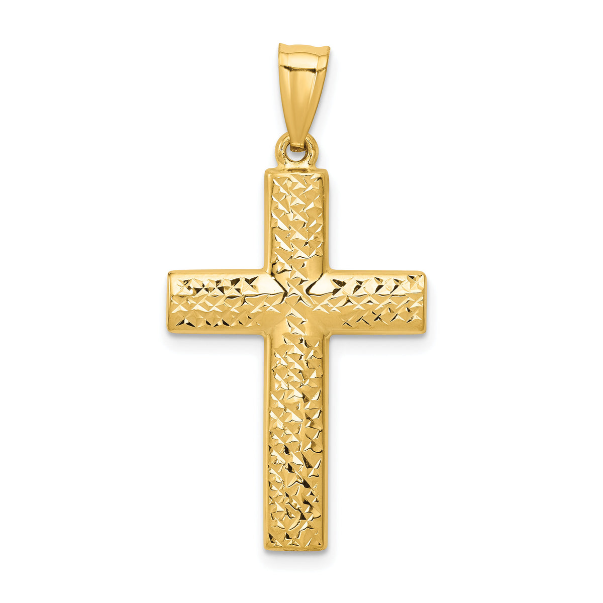 14K Reversible Textured/Polished Cross Pendant-K4318