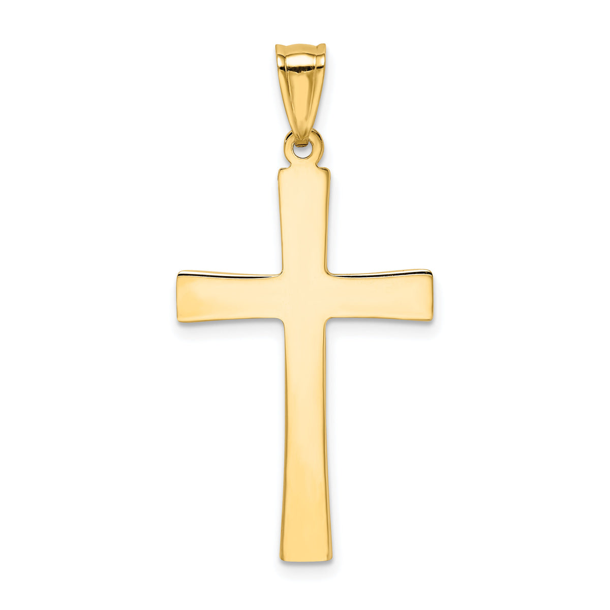 14k w/Rhodium Diamond-cut Cross Pendant-K4321