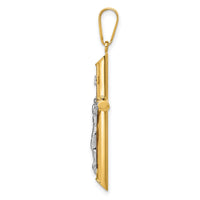 14k Two-tone Hollow Crucifix Pendant-K4324