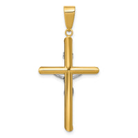 14k Two-tone Hollow Crucifix Pendant-K4324