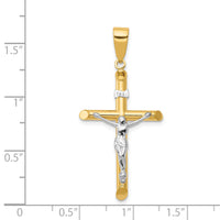 14k Two-tone Hollow Crucifix Pendant-K4324