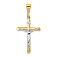 14k Two-tone Hollow Crucifix Pendant-K4324