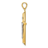 14k Two-tone Hollow Crucifix Pendant-K4326