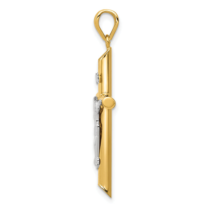14k Two-tone Hollow Crucifix Pendant-K4326