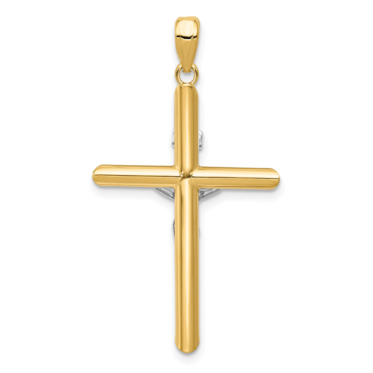 14k Two-tone Hollow Crucifix Pendant-K4326