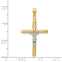 14k Two-tone Hollow Crucifix Pendant-K4326