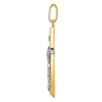 14k Two-tone Crucifix Pendant-K4327