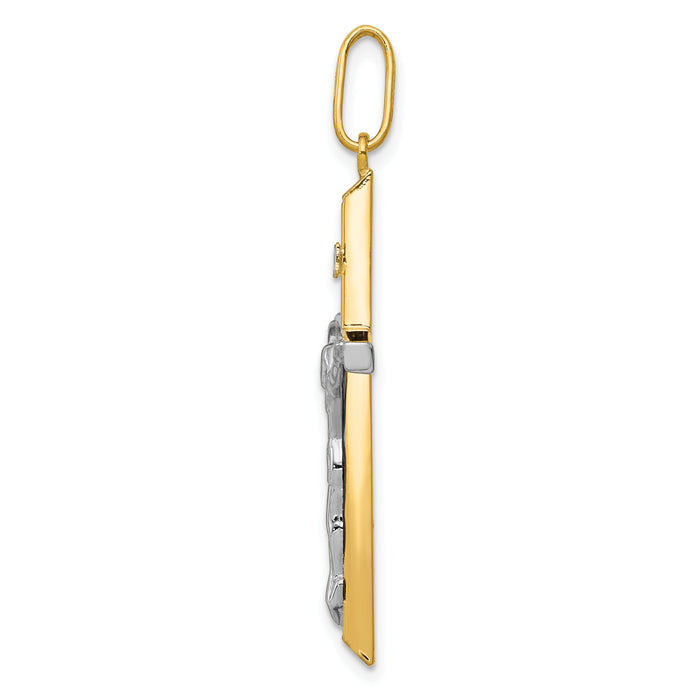 14k Two-tone Crucifix Pendant-K4327