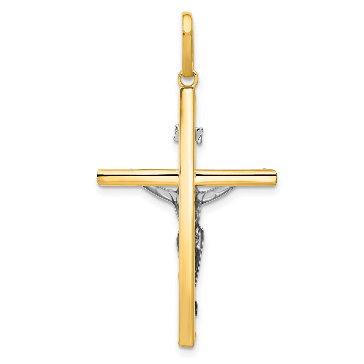 14k Two-tone Crucifix Pendant-K4327