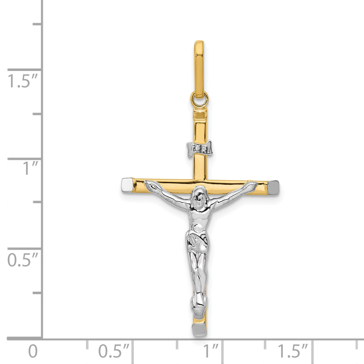 14k Two-tone Crucifix Pendant-K4327