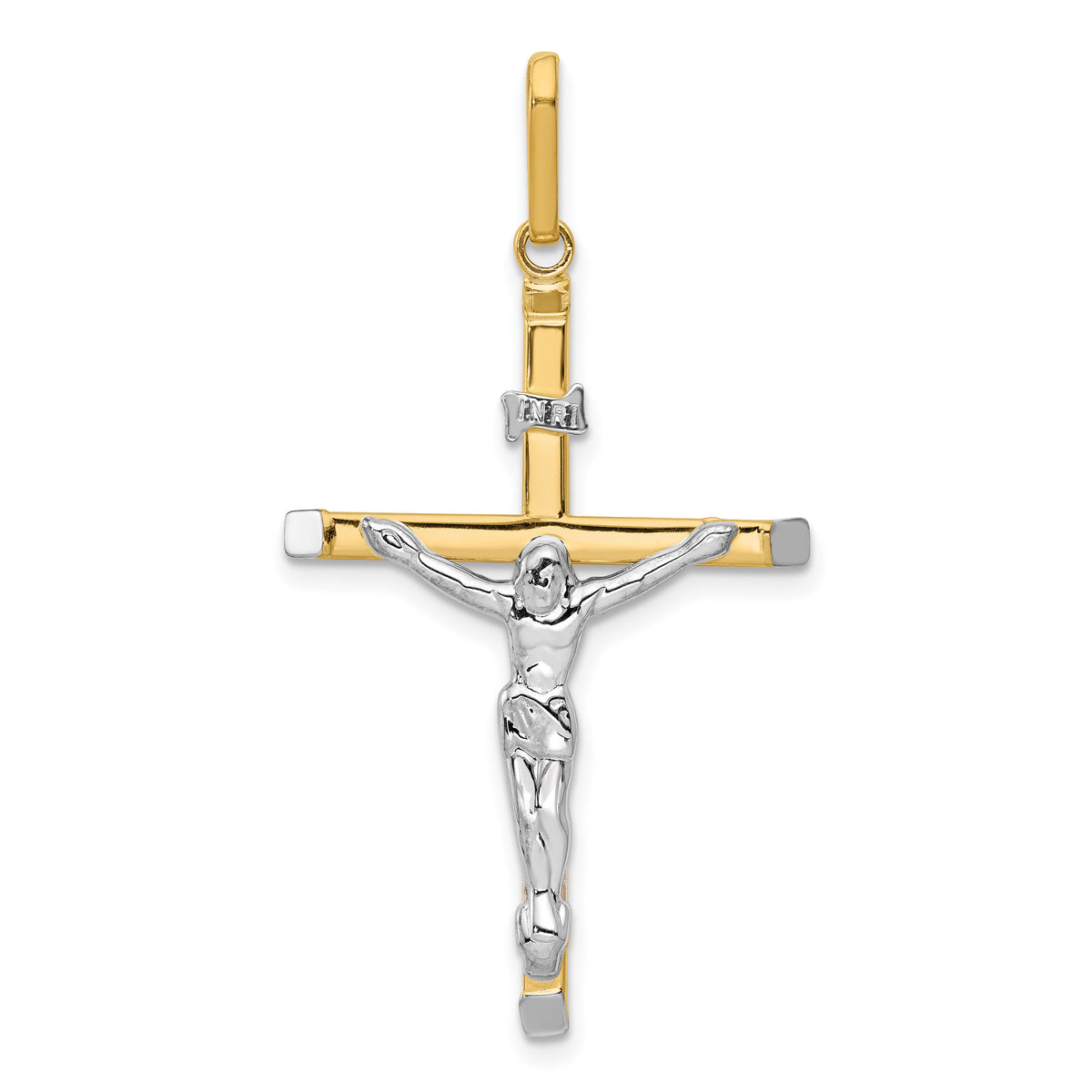 14k Two-tone Crucifix Pendant-K4327