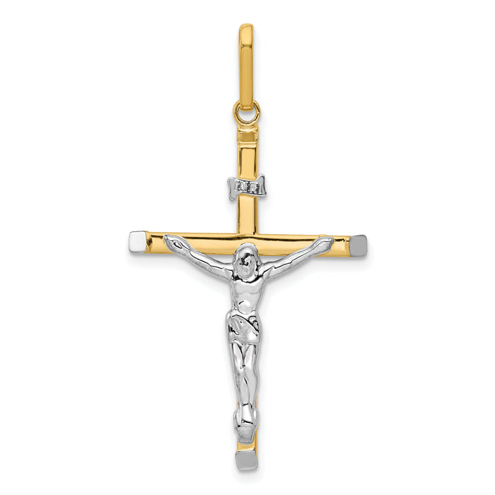 14k Two-tone Crucifix Pendant-K4327
