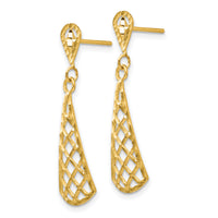 14K Diamond-Cut Inverted Fan Dangle Post Earring-K4359