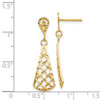 14K Diamond-Cut Inverted Fan Dangle Post Earring-K4359
