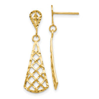 14K Diamond-Cut Inverted Fan Dangle Post Earring-K4359