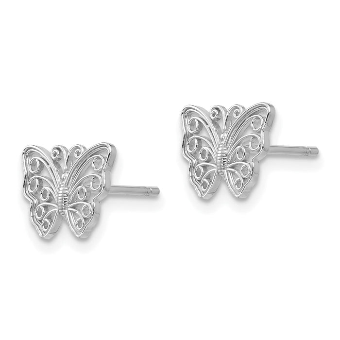 14K White Gold Butterfly Post Earrings-K4418W