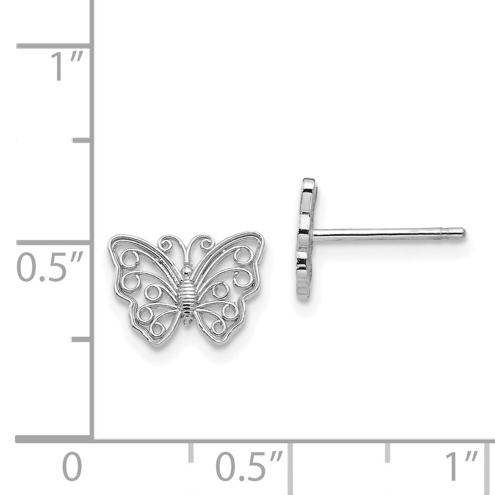 14K White Gold Butterfly Post Earrings-K4418W