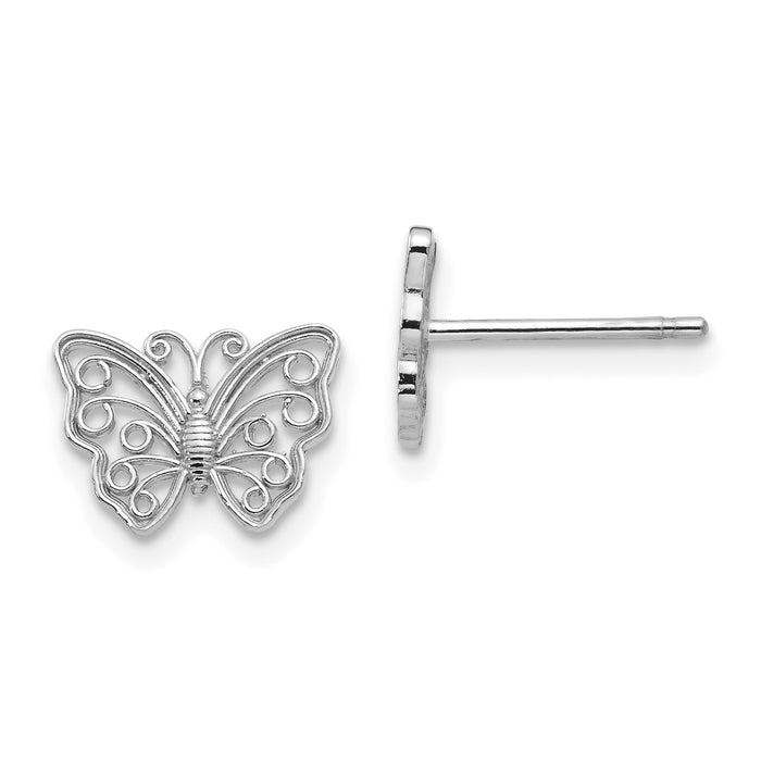 14K White Gold Butterfly Post Earrings-K4418W