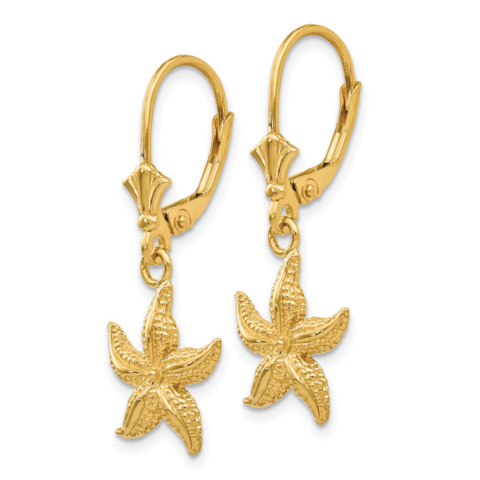 14K Starfish Leverback Earrings-K4426