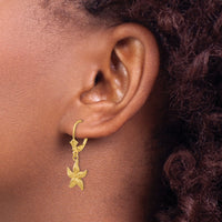 14K Starfish Leverback Earrings-K4426