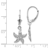 14K White Gold Starfish Leverback Earrings-K4428