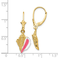 14K Enameled Conch Shell Leverback Earrings-K4464