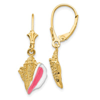 14K Enameled Conch Shell Leverback Earrings-K4464